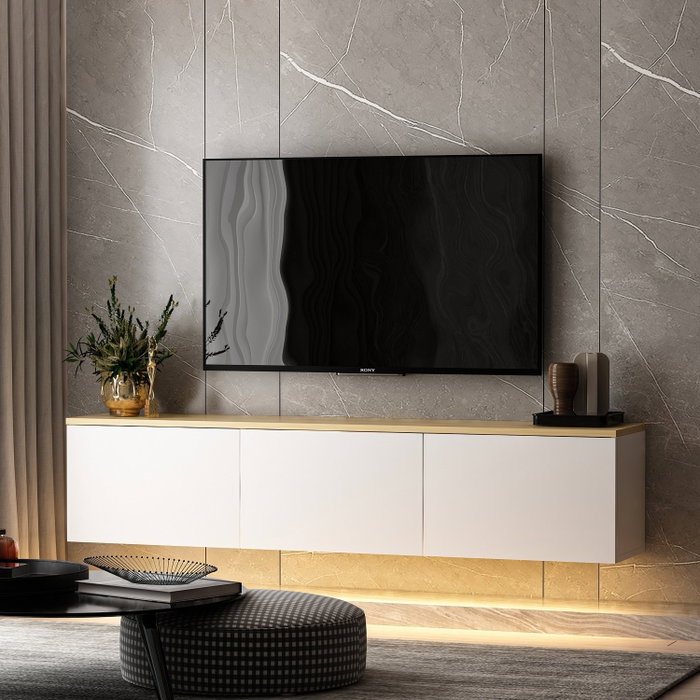 Hanah Home Soporte para TV Neon - White v2 Blanco y Roble